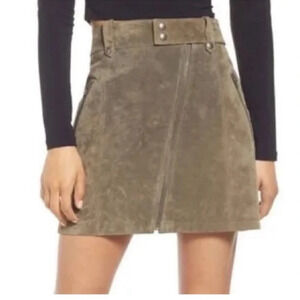 BlankNYC Suede Moto Mini Skirt Olive Green 25 NWT Classic Boho Festival Spring